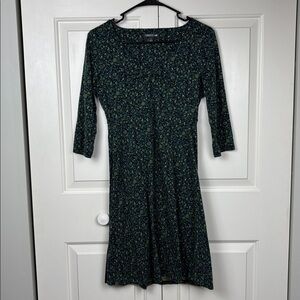 Toad & Co Blue/Green Floral Patterned A-Line Dress - S